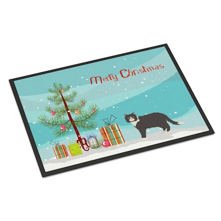 Carolines Treasures 18 x 27 in. Poodle Cat No.1 Cat Merry Christmas Indoor or Outdoor Mat CK4687MAT
